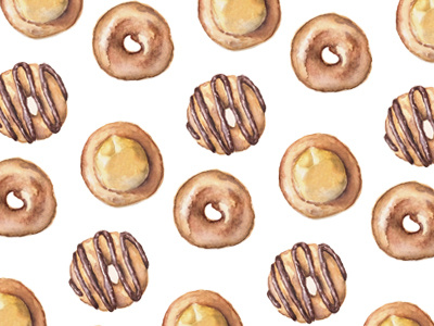 Watercolor Donuts brown chocolate design donut food illustration painting pattern surface pattern design sweets watercolor yellow