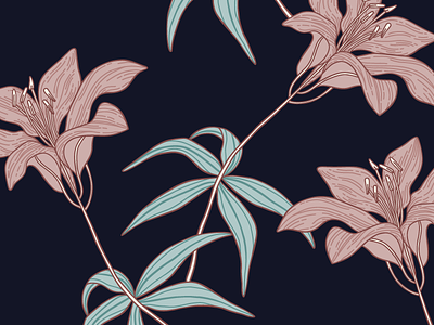 Botanical Lily Illustration botanical design floral flower illustration lily nature pattern plant print surface design textiles