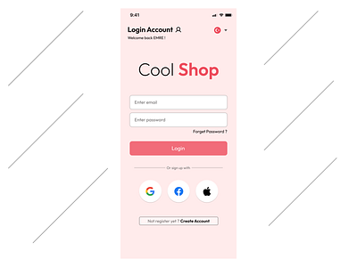 Cool Shop - Login Screen