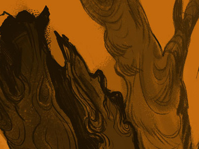 Burnt trees art digital fire graphic novel illustration peek preview tree