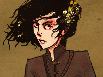 Flora digital graphic novel illustration ink woman