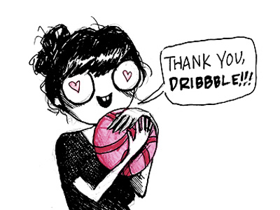Thank you, Dribbble! cartoon comic drawing dribbble illustration thank you