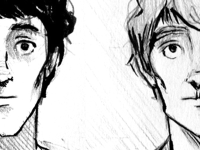 Twins brush character design graphic novel graphite illustration ink process sketch twins