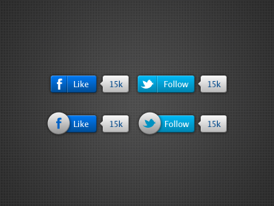 Like & Follow button facebook twitter ui