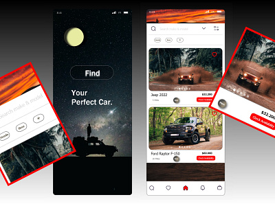 cars shop app design graphic design ui ux