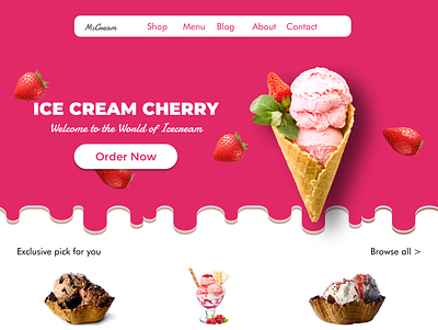 Ice cream page UI design app branding design ice cream icecream landing page ui user ux web web design