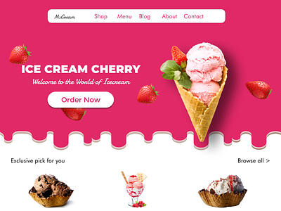 Ice cream page UI design