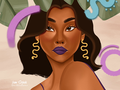 Portrait illustration - Ayana black women characters design graphic design illustration illustrator logo pattern portrait