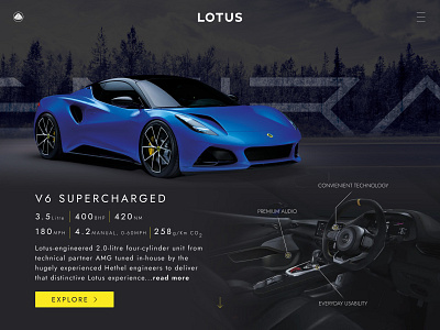 Lotus Emira concept design graphic design illustration indesign landingpage ui vector