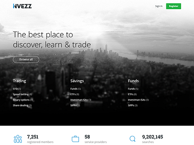 Invezz Home V2 concept design homepage invezz layout marin sotirov new york website