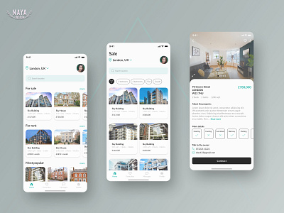 Real Estate - Mobile app apartment app application building details filter flat home page house housing information location mobile pricing property real estate rent sale sell