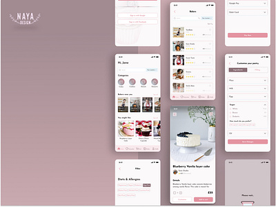 HomeyTaste, Bakery Mobile app app application bakery cake cookie customise customization delivery dessert diet donut food homemade mobile order pastry pickup sweet ui ux