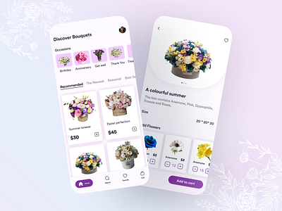 Flower Shop - Mobile App app application bouquet design flower flower shop mobile onilne shop online shop ui ux