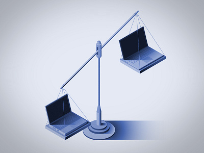 Microsoft Laptop Illustration balance blue computer isometric laptop microsoft perspective scales shadow surface tech technology