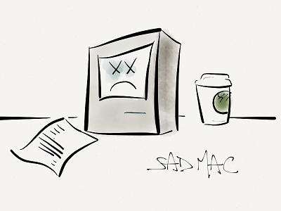 Sad Mac coffee doodles mac work day