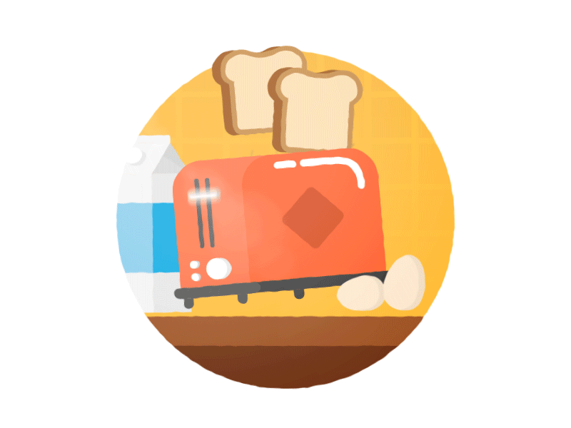 Toaster 2d aftereffects animation illustrator loop morning mothersday toast toaster