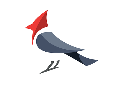 Red Crested Cardinal geometric logo negative space