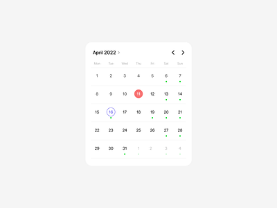 Calendar for mobile apps ui