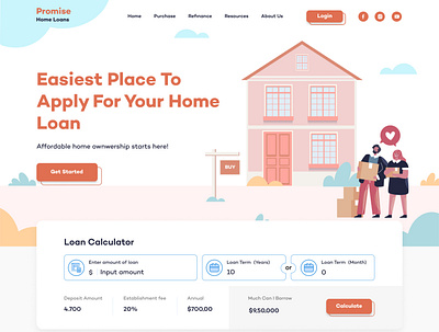 Home loans creative design illustration typography website