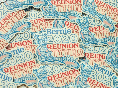 Bernie Campaign Fundraiser 2020 bernie sanders blue campaign democrats donation election fundraiser glasses guitar red rockstrt sticker vote