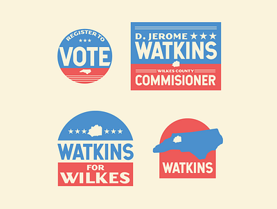 Watkins Campaign Assets 2020 arch badge badge logo brand identity branding campaign campaign design democrat election illustration local north carolina poitical politics small town state vote