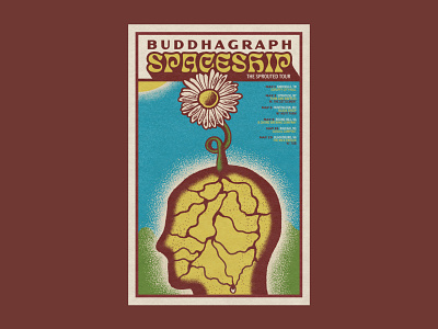 Spring Tour Poster band poster flower head illustration music plant poster profile psychedelic rock art roots seed spaceship spring sprout sun trippy