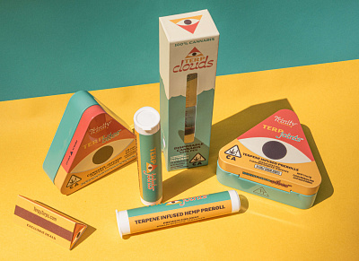 Cannabis Packaging 420 california cannabis branding cannabis packaging child resistant cloud colorful creative edible illustration joint matchbox package design packaging pyramid third eye vape vintage yellow