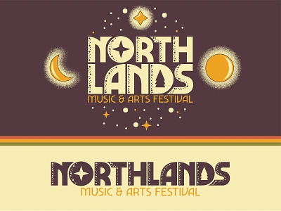 Northlands Music Festival Brand Assets branding compass custom illustration jam band land logo moon music music festival new hampshire north north carolina rock and roll sky star sun tree typography wordmark