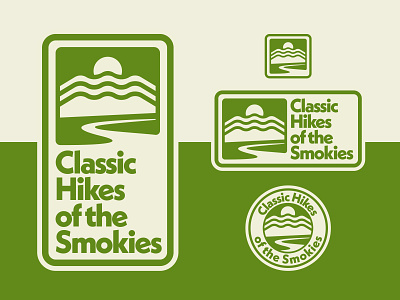 Classic Hikes of the Smokies badge blue ridge parkway brand identity branding forest green great smoky mountains hiker icon illustration logo logo design mountain national park non-profit outdoor industry retro sunset trails vintage western north carolin