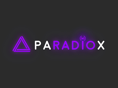 Paradiox Podcast Logo branding glow logo neon paradox penrose podcast purple radio