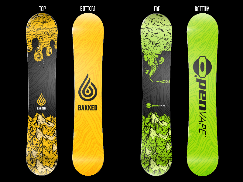 Snowboards! dab design illustration mountains oil pow shred smoke snowboard vape