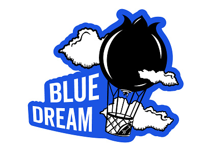 CBD Strain Illustration balloon basket blue blueberry cdb clouds dream fly flying hot air marijuanna weed