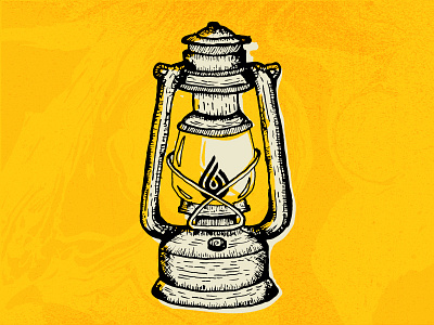 Bakked Oil Lantern cannabis crosshatch flame illustration lantern light oil sketch yellow