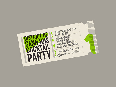 Party Ticket admit cannabis cocktail cream date dc one party stub ticket time washington