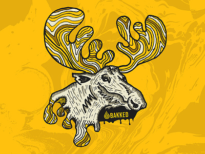 Oil Moose Illustration albino animal antlers cannabis diecut droplet gold moose sticker waves wax weed