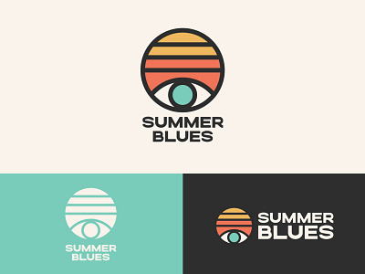 Sunglasses Co Rebrand Option blue blues branding cannabis eye eyeball grow illustration logo summer sun sunglasses thick lines typography vector