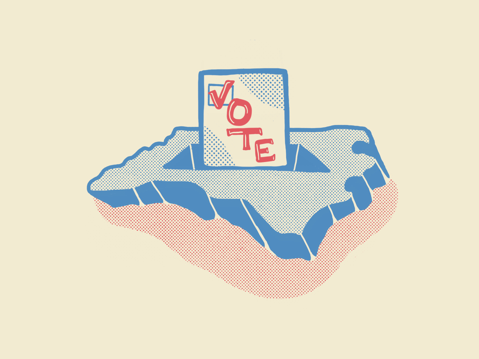 NC Vote Illustration voter check box checkbox illustration illustrator north carolina halftone republican democrat politicl blue red election ballot vote