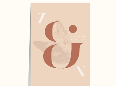 Save the Date for Zack & Nicole branding card coral graphic design illustration occasion peach save the date serif simple wedding