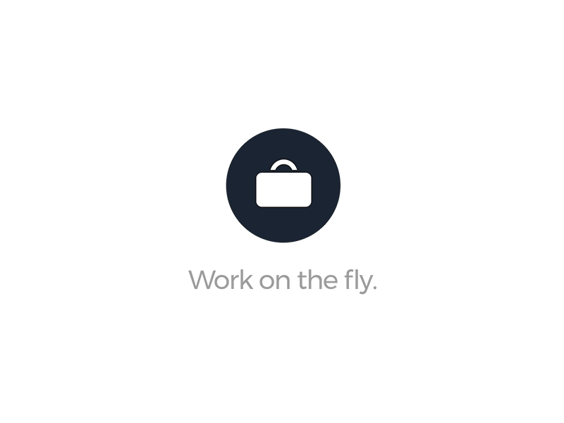 Work on the fly. animation brand business clean design expense modern movement photography simple tagline travel