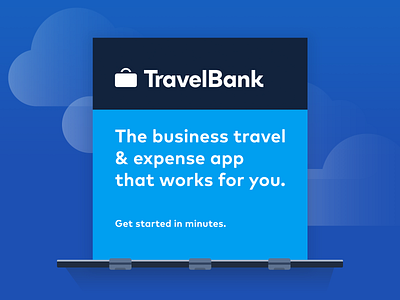 Billboard Debut ad advertising app billboard blue clean clouds financial illustration modern san francisco travel