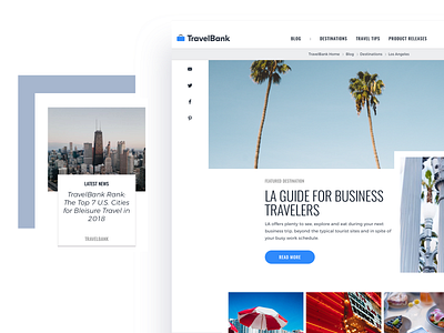 Business Travel Blog blog blog design blog post blue business travel cities clean corporate branding destination los ángeles modern new app news post tips travel ux