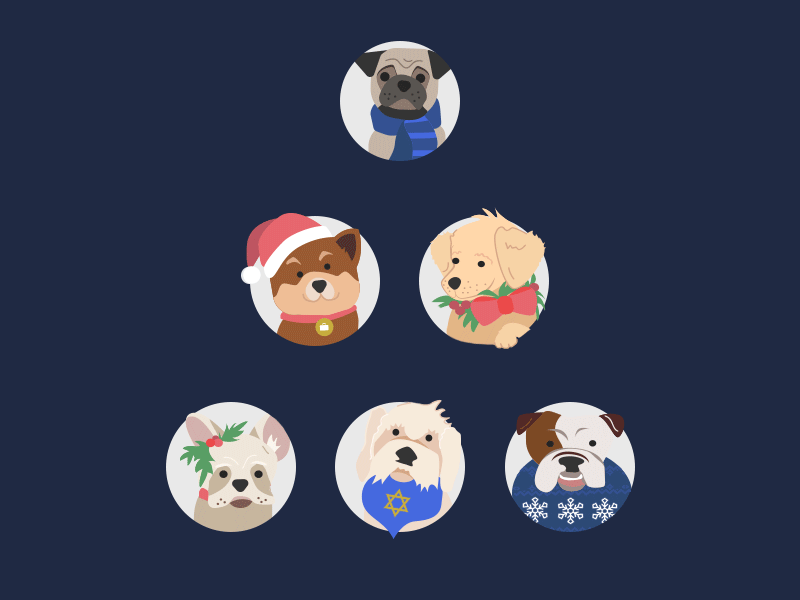 Happy Howlidays 2018 animation blue dogs flat holiday holiday card illustration modern santa scarf snow day