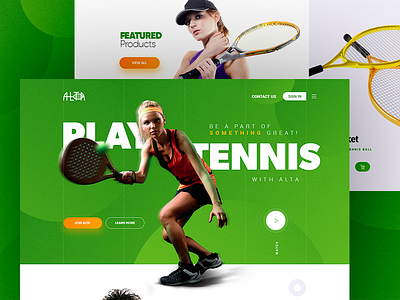 Play Tennis - UI design green landing marketing modern tennis ui ux web