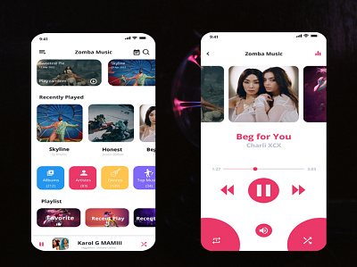 Music app UI design adobe xd app design figma graphic design ui