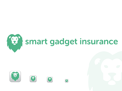 Smart Gadget Insurance app brand branding green icon insurance ios lion logo mascot museo power sans site white