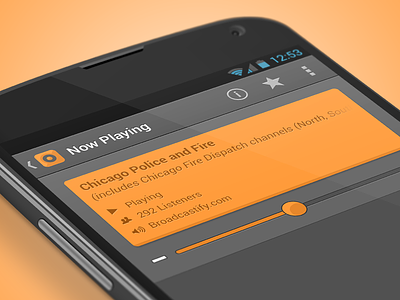 Scanner Radio 4.0 android app design google interface interface design nexus orange police scanner ui ux