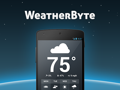 Weatherbyte for Android android app blue cloudy forecast forecast.io icons kitkat nexus 5 temperature weather weatherbyte