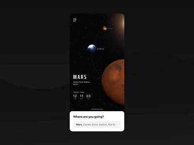 Uber Space App Concept 3d 3d animation animation app black earth interface mars render space starships uber ui