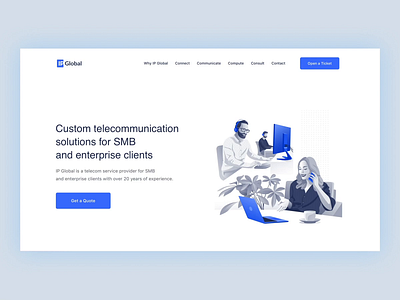 One-pager for a telecommunication company IPGlobal animation bodymovin clean design illustration illustrations interface landing lottie minimalist vector website