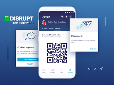 A Boston startup Airfox: charge money, no bank account needed app application bachoodesign fin tech icon illustration interface money payment ui ux